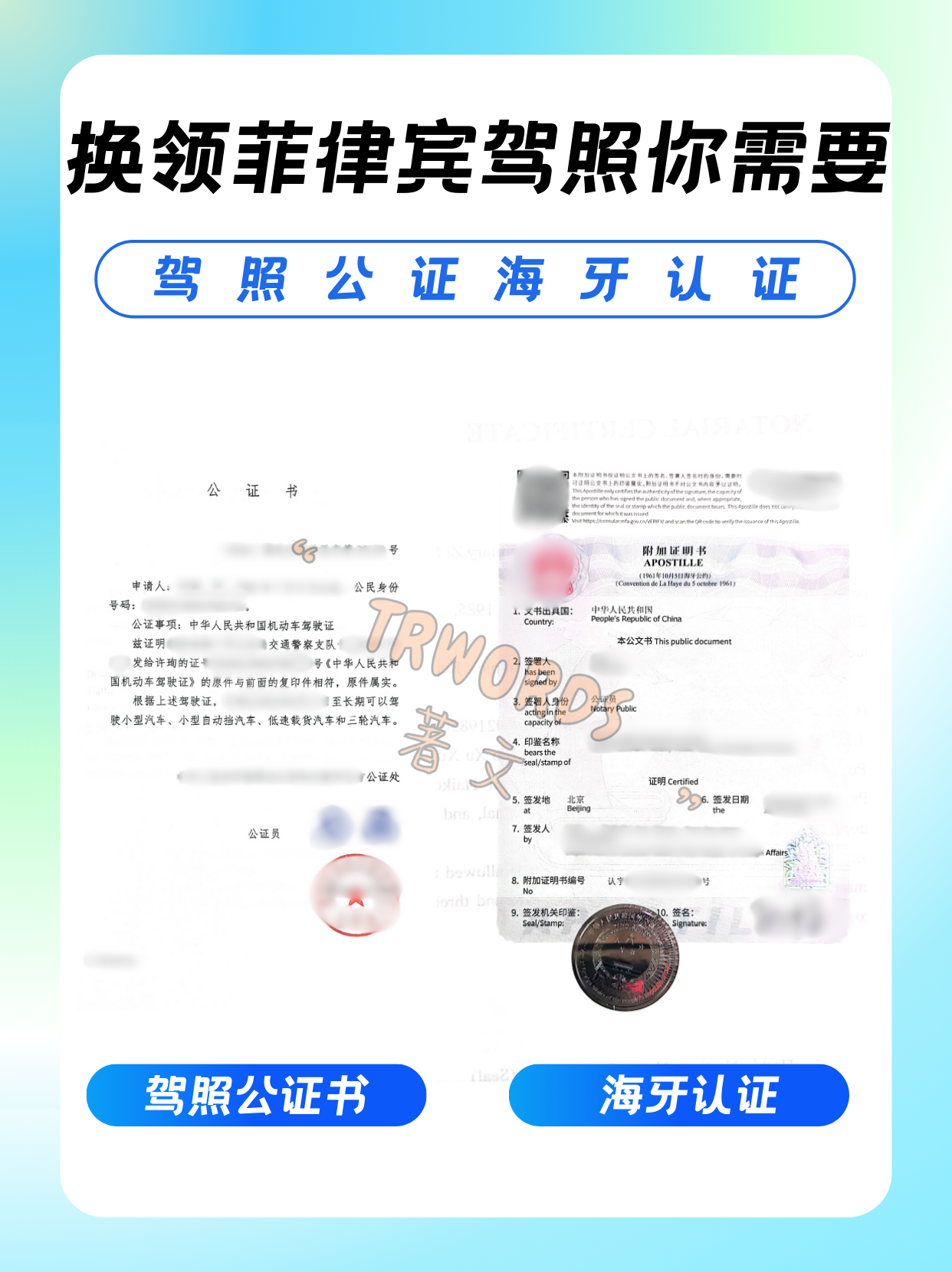 Read more about the article 换领菲律宾驾照你需要：驾照公证海牙认证